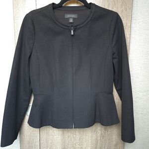 Halogen Women's Peplum Cotton Zip Front Black Jacket SP